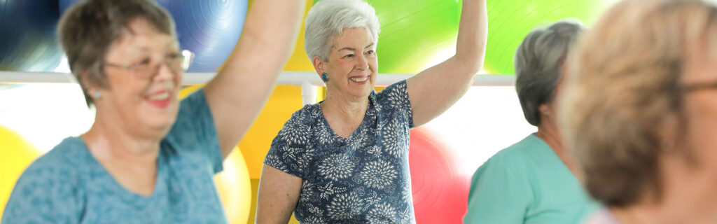Seniors in fitness class